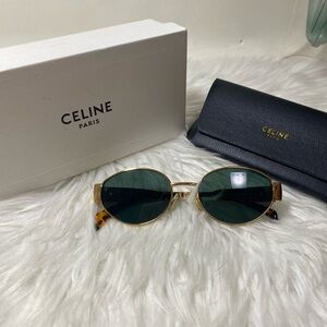 Celine Gold Frame Sunglasses with Dark Lenses